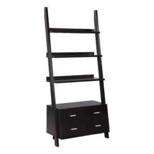 coaster home furnishings colella leaning 4-drawer ladder bookcase cappuccino