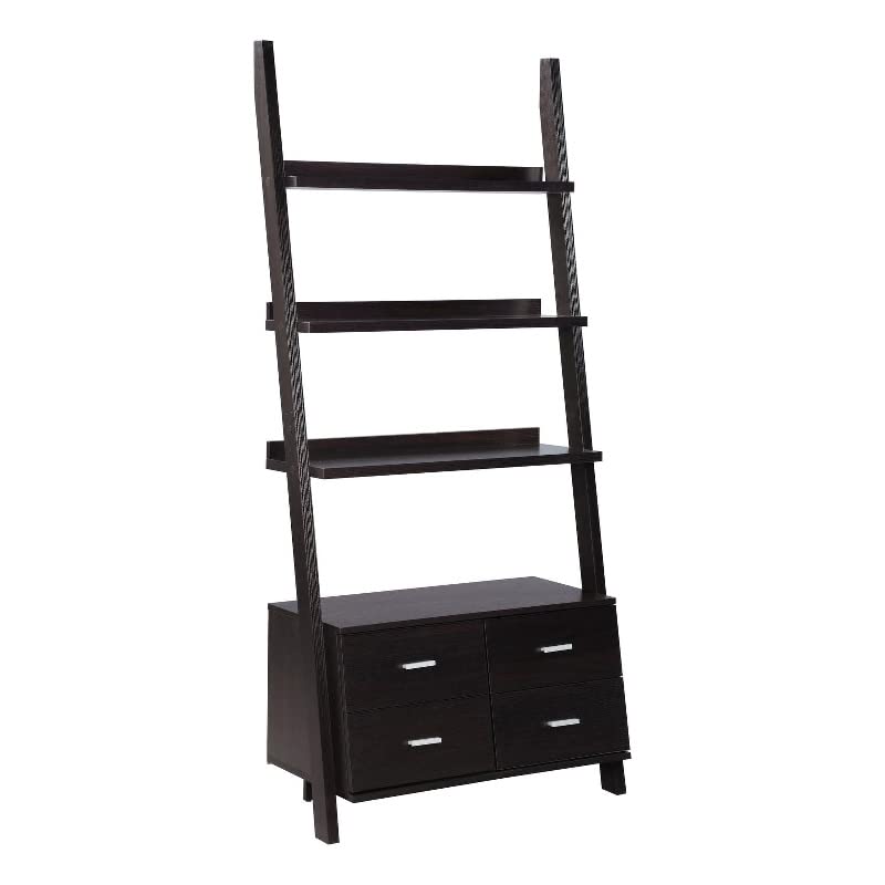 Coaster Home Furnishings Colella Leaning 4-Drawer Ladder Bookcase Cappuccino