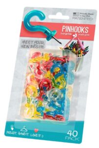 pinhooks value bubblegum assortment push pin 40-pack wall hooks, primary blue/red/yellow/clear