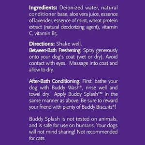 Buddy Biscuits Splash Dog Deodorizer & Conditioner, Easy Spray On with Botanical Extracts, Lavender & Mint 16 oz (15402)