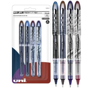 uni-ball 1858842 uni-ball vision elite designer series rollerball pens, bold point (0.8mm), black, 4 count