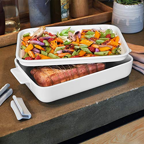 Villeroy & Boch Clever Cooking Rectangular Serving Plate/Lid, 12.5 x 8.5 in, Premium Porcelain, White