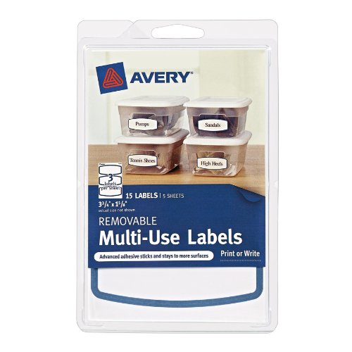 Avery Removable Multi-Use Labels, Blue Border, 3.75 x 1.625 Inches, Pack of 15 (41445)