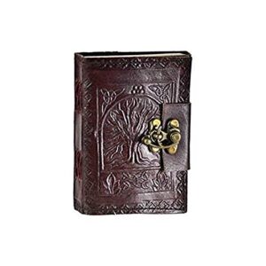 leather celtic tree of life book of shadows blank spell book wicca
