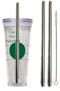 travel mug replacement straws- 2qty - stainless steel drink for hot & cold grande to-go drinking tumbler rambler cups