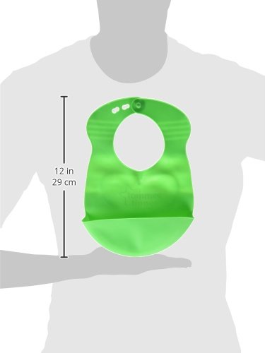 Tommee Tippee Easi-Roll Baby Bib, Crumb & Drip Catcher, Blue & Green - 7+ Months, 2 Count