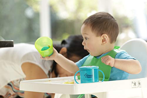 Tommee Tippee Easi-Roll Baby Bib, Crumb & Drip Catcher, Blue & Green - 7+ Months, 2 Count