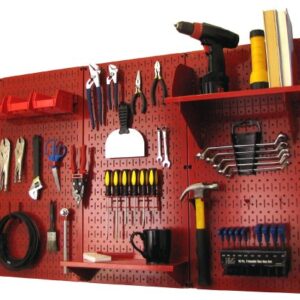 Pegboard Organizer Wall Control 4 ft. Metal Pegboard Standard Tool Storage Kit with Red Toolboard and Red Accessories