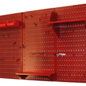 Pegboard Organizer Wall Control 4 ft. Metal Pegboard Standard Tool Storage Kit with Red Toolboard and Red Accessories