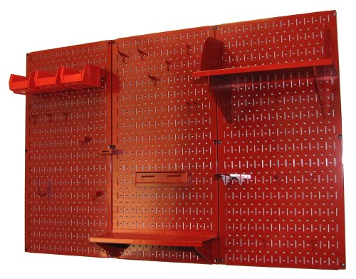 Pegboard Organizer Wall Control 4 ft. Metal Pegboard Standard Tool Storage Kit with Red Toolboard and Red Accessories