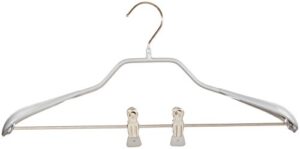 garment hanger with non-slip grip shoulders and coated pant clips, gray