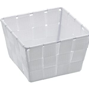 WENKO Adria Mini Square 20369100 Woven Plastic Storage Basket 14 x 9 x 14 cm White