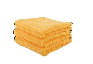 chemical guys mic_506_03 professional grade premium microfiber towels, gold (16 inch x 16 inch) (pack of 3) - safe for car wash, home cleaning & pet drying cloths