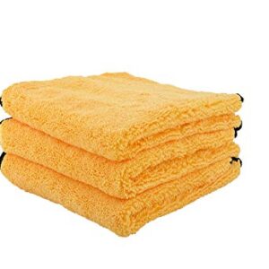 Chemical Guys MIC_506_03 Professional Grade Premium Microfiber Towels, Gold (16 Inch x 16 Inch) (Pack of 3) - Safe for Car Wash, Home Cleaning & Pet Drying Cloths