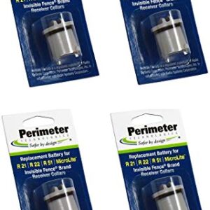 Perimeter Technologies Four Pack Dog Fence Batteries for Invisible Fence R21 or R51 Receiver Collars (4-Pack