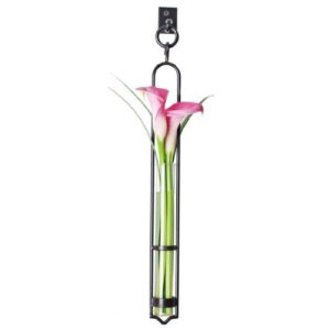 Couronne Co. Florence Hanging Pendant Tube Vase with Wall Hook, M044-001, 16.5 Inch Tall, 2.7 Ounce Capacity, Clear, 1 Piece