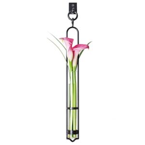 Couronne Co. Florence Hanging Pendant Tube Vase with Wall Hook, M044-001, 16.5 Inch Tall, 2.7 Ounce Capacity, Clear, 1 Piece