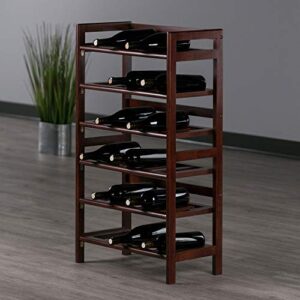 Winsome Silvi Wine Storage, 21.49" W x 38.5" H x 11.54" D, Antique Walnut