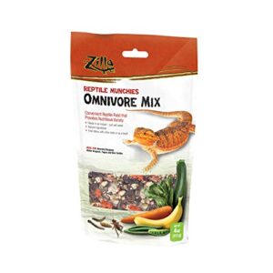 zilla reptile munchies omnivore food mix for pet bearded dragons, water dragons, tegus and box turtles, 4-ounce