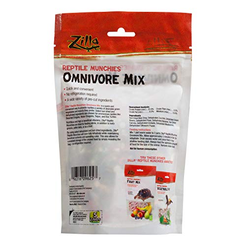 Zilla Reptile Munchies Omnivore Food Mix for Pet Bearded Dragons, Water Dragons, Tegus and Box Turtles, 4-Ounce