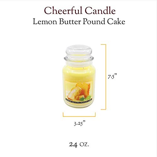 A Cheerful Giver - Lemon Butter Pound Cake Scented Glass Jar Candle (24 oz) with Lid & True to Life Fragrance Made in USA