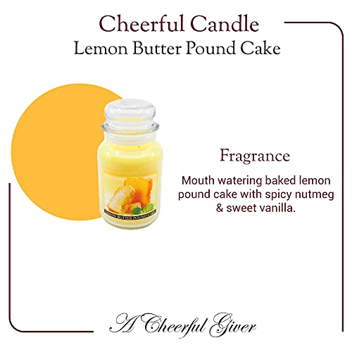 A Cheerful Giver - Lemon Butter Pound Cake Scented Glass Jar Candle (24 oz) with Lid & True to Life Fragrance Made in USA