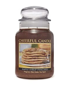 a cheerful giver - maple syrup pancakes scented glass jar candle (24 oz) with lid & true to life fragrance made in usa