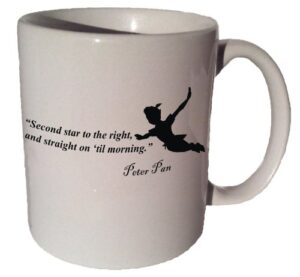 jindooy second star to the right, and straight on 'til morning quote coffee tea ceramic mug 11 oz l