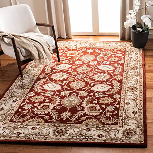 Safavieh Royalty Collection Area Rug - 8' x 10', Red & Ivory, Handmade Traditional Oriental Wool, Ideal for High Traffic Areas in Living Room, Bedroom (ROY244B)