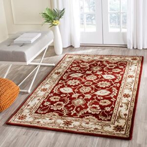 Safavieh Royalty Collection Area Rug - 8' x 10', Red & Ivory, Handmade Traditional Oriental Wool, Ideal for High Traffic Areas in Living Room, Bedroom (ROY244B)