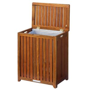 oceanstar solid wood spa laundry hamper 24.75 in high x 20 in wide x 13.25 in deep, brown
