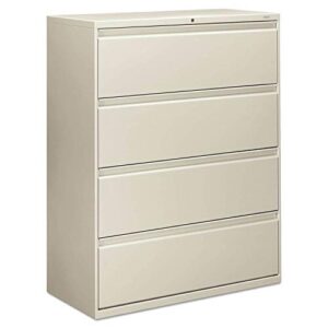 hon 800 series 42-inch wide 4-drawer light grey lateral file cabinet