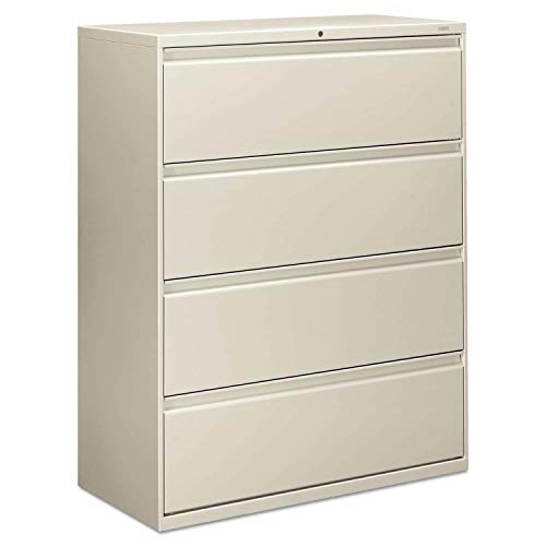 HON 800 Series 42-inch Wide 4-Drawer Light Grey Lateral File Cabinet