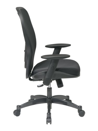 SPACE Seating Breathable Mesh Black Back and Padded Mesh Seat, 2-to-1 Synchro Tilt Control, Adjustable Arms and Lumbar Support with Gunmetal Finish Base Managers Chair