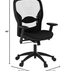 SPACE Seating Breathable Mesh Black Back and Padded Mesh Seat, 2-to-1 Synchro Tilt Control, Adjustable Arms and Lumbar Support with Gunmetal Finish Base Managers Chair