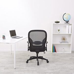 SPACE Seating Breathable Mesh Black Back and Padded Mesh Seat, 2-to-1 Synchro Tilt Control, Adjustable Arms and Lumbar Support with Gunmetal Finish Base Managers Chair