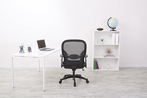 SPACE Seating Breathable Mesh Black Back and Padded Mesh Seat, 2-to-1 Synchro Tilt Control, Adjustable Arms and Lumbar Support with Gunmetal Finish Base Managers Chair