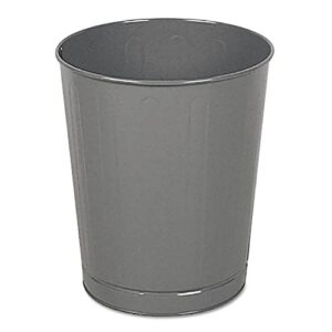 rubbermaid commercial wb26gy fire-safe wastebasket, round, steel, 6 1/2 gal, gray