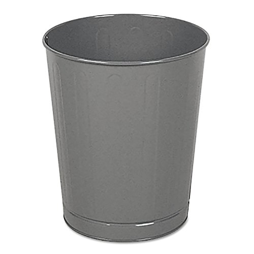 Rubbermaid Commercial WB26GY Fire-Safe Wastebasket, Round, Steel, 6 1/2 gal, Gray