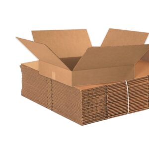 aviditi shipping boxes flat 20"l x 20"w x 4"h, 10-pack | corrugated cardboard box for packing, moving and storage