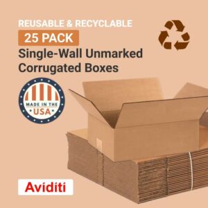 AVIDITI Shipping Boxes Flat 12"L x 9"W x 4"H, 25-Pack | Corrugated Cardboard Box for Packing, Moving and Storage