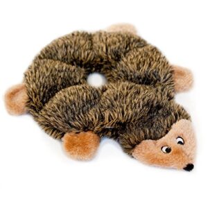 zippypaws - loopy - no stuffing squeaky plush dog toy - for small and medium dogs - hedgehog