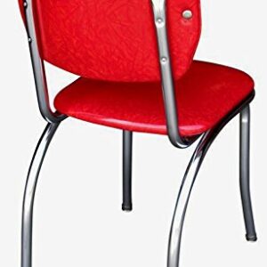 Richardson Seating Handle Back Chrome Diner Chair with 1" Pulled Seat, Cracked Ice Red