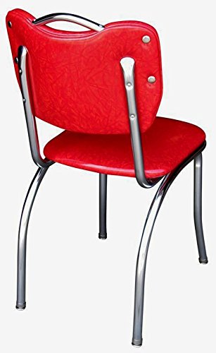 Richardson Seating Handle Back Chrome Diner Chair with 1" Pulled Seat, Cracked Ice Red