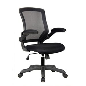 techni mobili mesh task office chair with flip up arms. color: black, mid-back