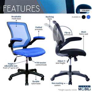 Techni Mobili Mesh Task Office Chair with Flip Up Arms. Color: Black, Mid-Back