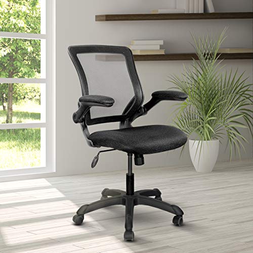 Techni Mobili Mesh Task Office Chair with Flip Up Arms. Color: Black, Mid-Back