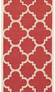 SAFAVIEH Courtyard Collection 2'3' x 6'7' Red CY6243 Moroccan Trellis Indoor/ Outdoor Patio Backyard Mudroom Runner Rug