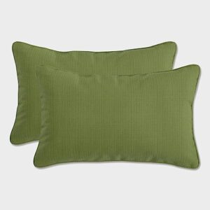 pillow perfect forsyth solid indoor/outdoor lumbar pillow plush fill, weather and fade resistant, lumbar - 11.5" x 18.5", green, 2 count