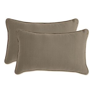 pillow perfect forsyth solid indoor/outdoor lumbar pillow plush fill, weather and fade resistant, lumbar - 11.5" x 18.5", brown, 2 count